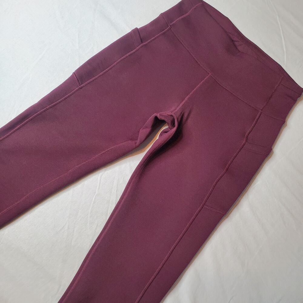 Athleta Women's M Polartec Altitude Stash Tight Fleece Legging Burgundy 428836